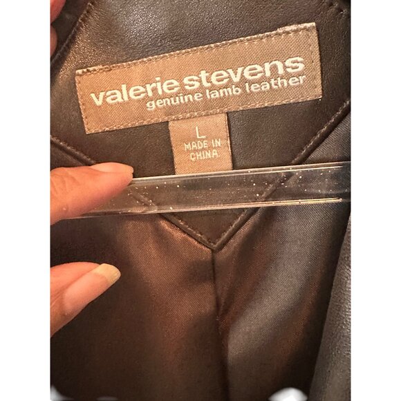 Valerie Stevens Large Vintage Geniune Lamb Leather Brown Womens Jacket - Picture 12 of 14